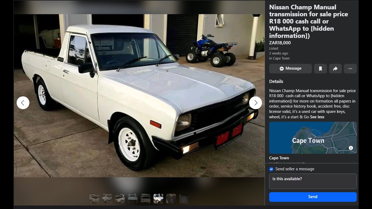 Nissan 1400 Bakkie for only R18000 is it a scam Facebook marketplace