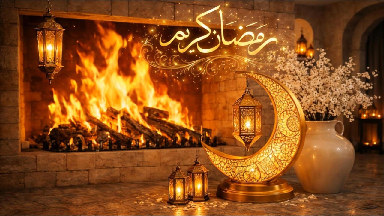 Relaxing Ramadan Fireplace🌙 Islamic Background | Tv Art Corner أجمل خلفية شاشة رمضان