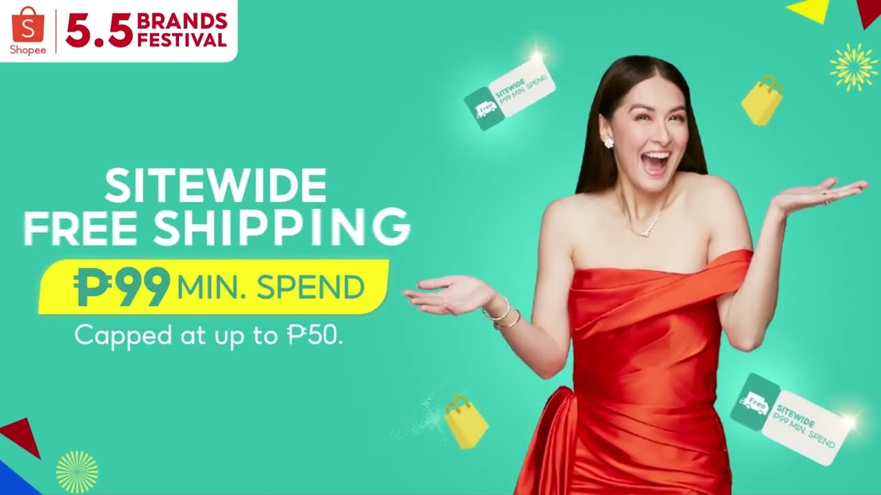 Shopee 5.5 (2022) Brands Festival Free Shipping DVC Q2 2022 15s (Philippines, Updated Minimum Spend)