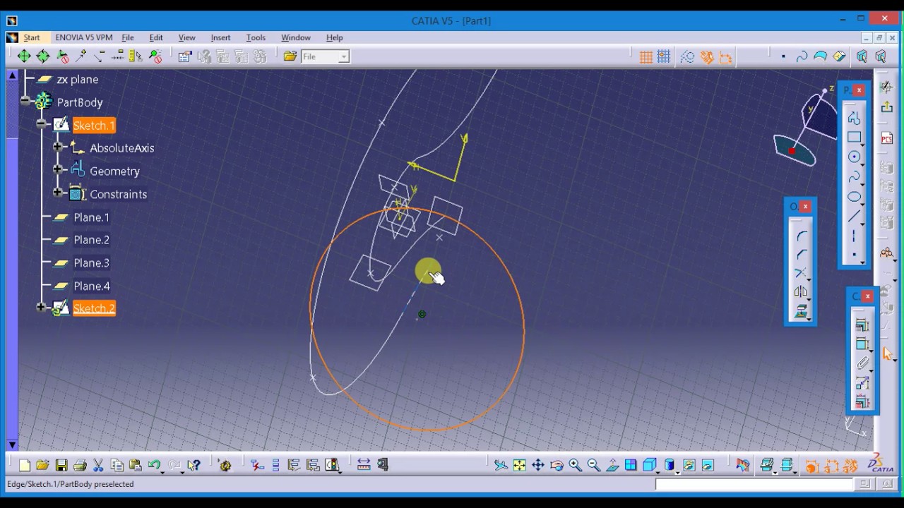 Catia V5 Hook using guide curve part 2