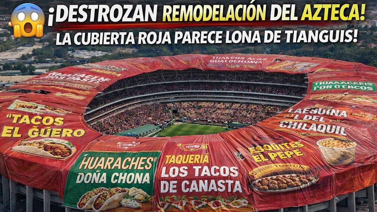 😱 ¡ CUBIERTA DEL ESTADIO AZTECA PARECE LONA DE TIANGUIS!  DESTROZAN REMODELACIÓN EN REDES SOCIALES