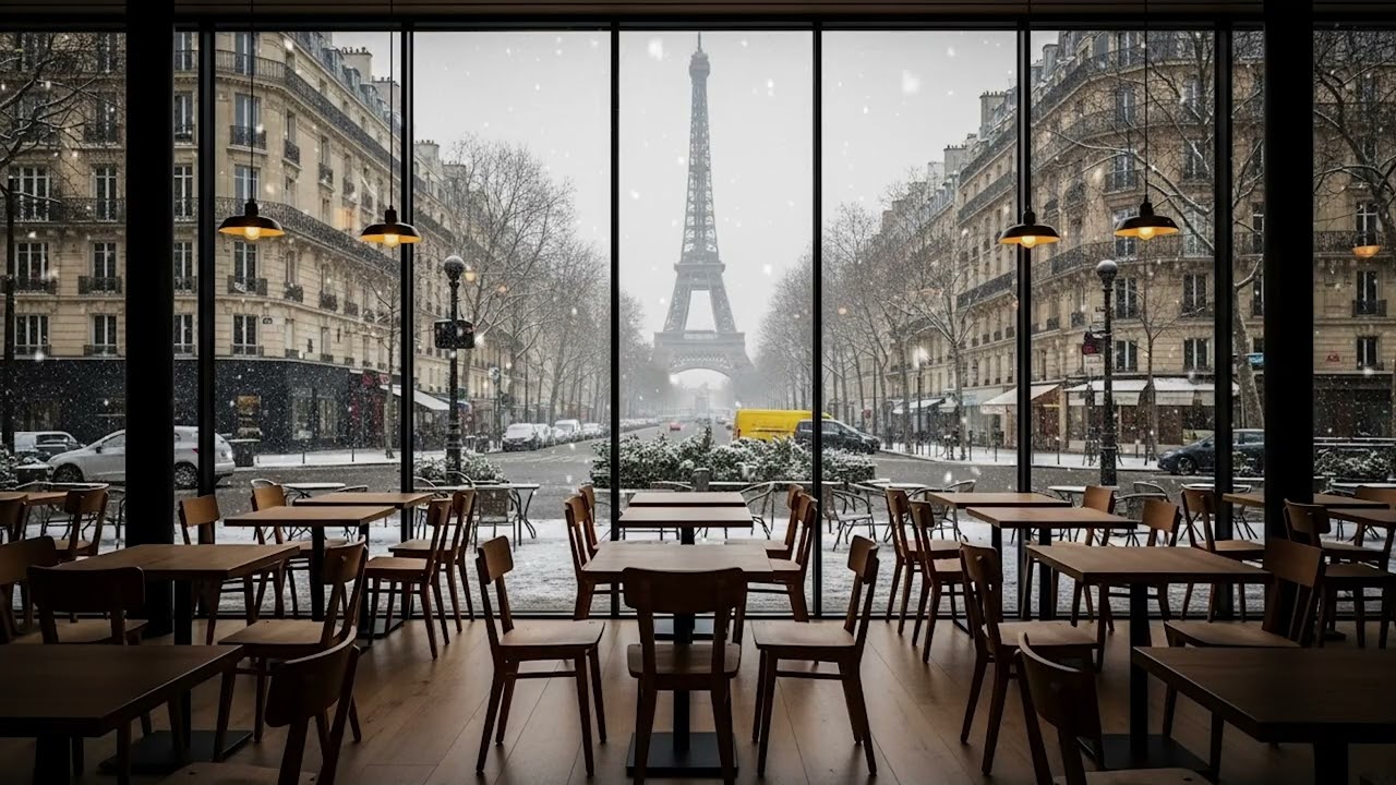 Playlist | Soft Piano Music 🎹 No Ads | 눈 내리는 파리 카페 | 에펠탑 뷰 ☕🎶 차분한 피아노 음악