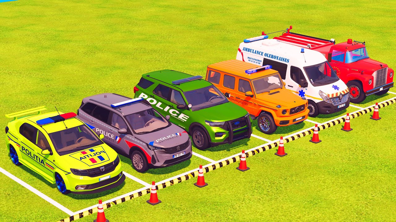 INSANE Truck Convoy! Delivering Police, Fire Dept & Ambulances | FS22