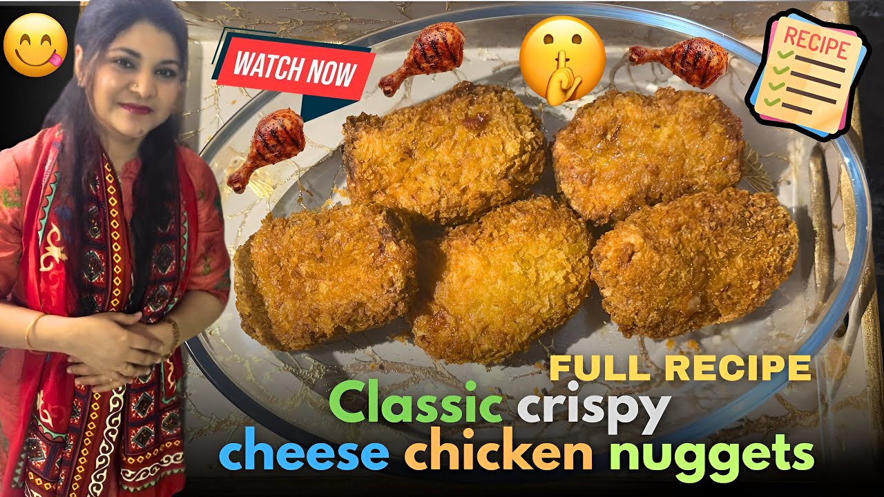 Classic crispy cheese chicken nuggets recipe.               Jiska taste bilkul bahar jesa😋😋