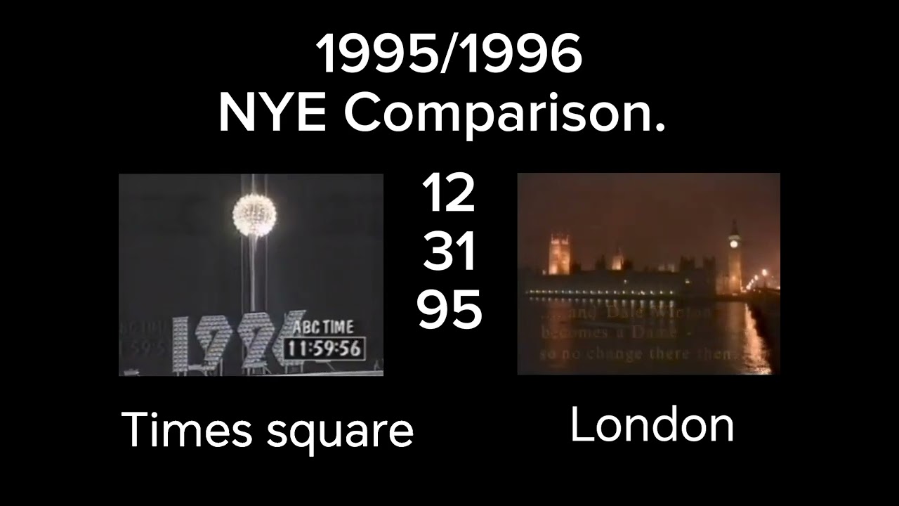 1995/1996 NYE Comparison. (Times Square and London. 12/31/1995)