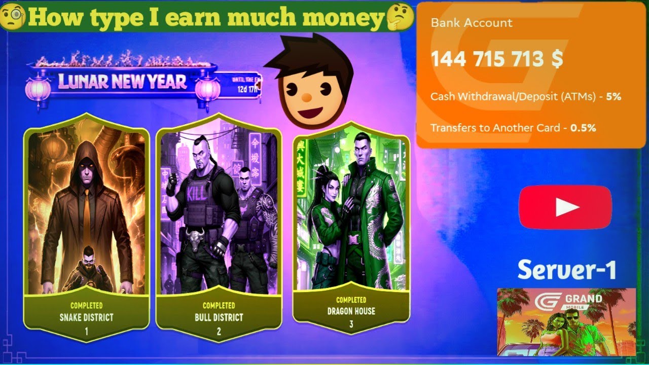 😱My first earning 💵Luner event🧐|| Grand mobile || full detail selling items and cars || Guide video