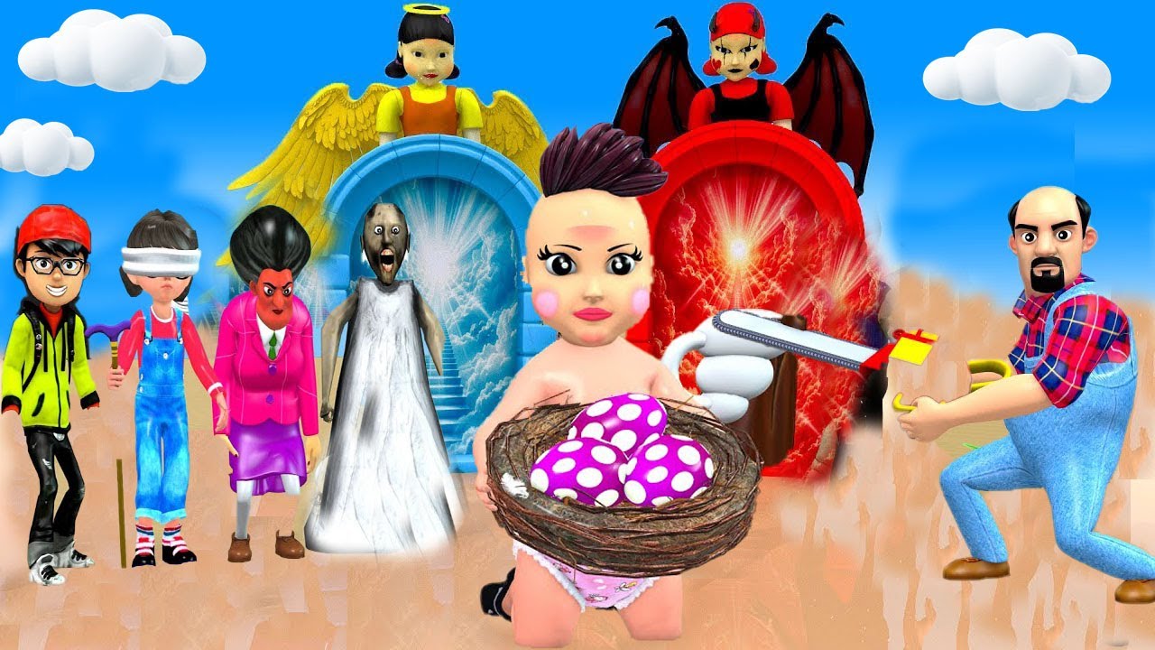 Scary Teacher 3D vs Squid Game Beautiful Action Of a Baby Helping a Bird's Nest 5 Times Challenge