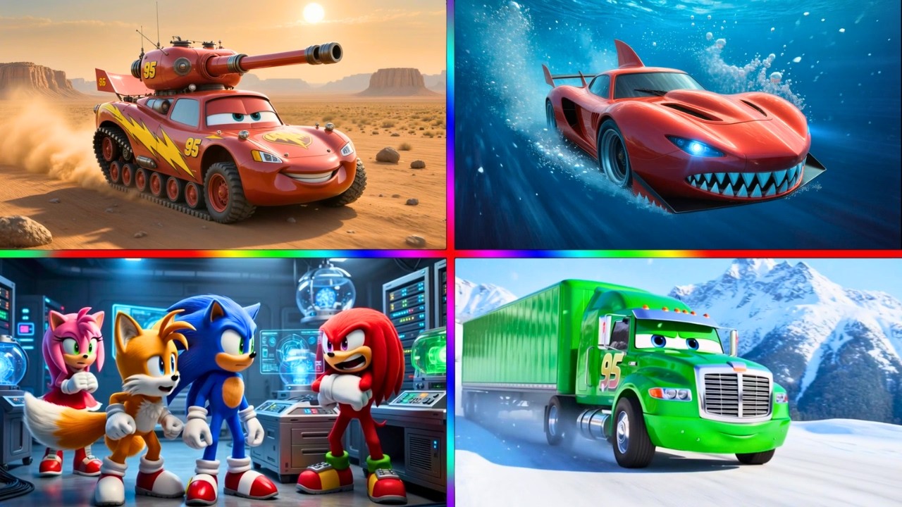 SONIC - MACK TRUCK - MCQUEEN TANK - MCQUEEN SHARK | TILES HOP #198