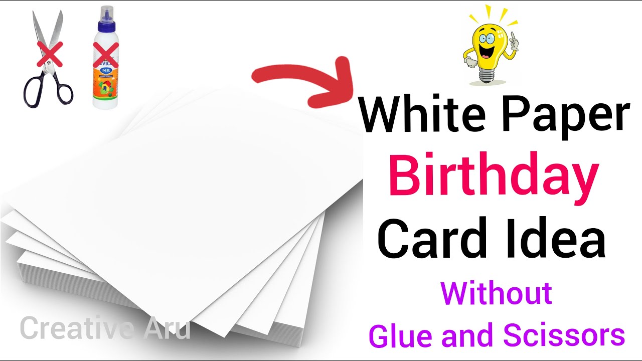 White Paper Birthday Card without Glue and Scissors | Greeting Cards | DIY White Paper Craft