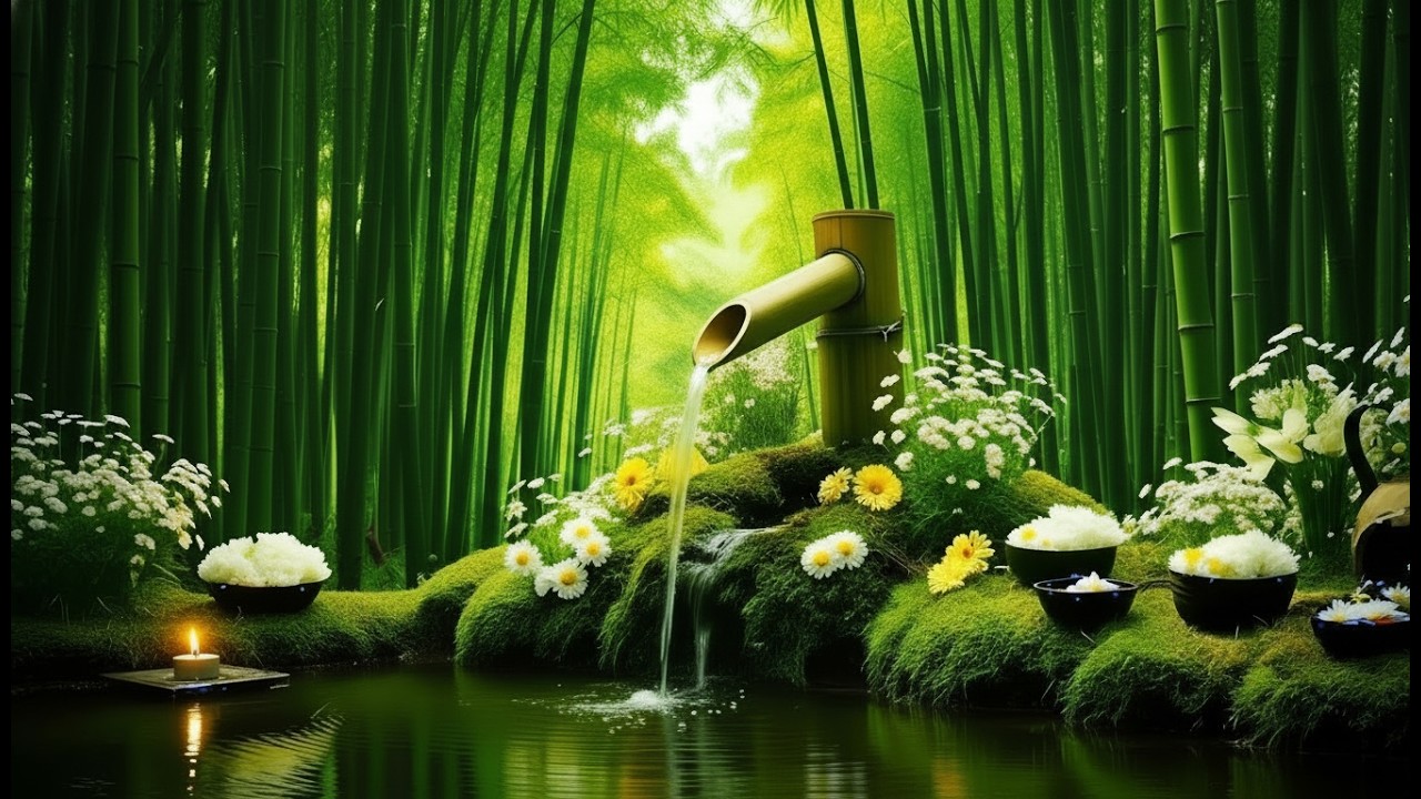 Calming Music for Sleep 🌿 Bamboo Water Sounds, Healing Piano Music, Deep Sleep, Spa & Massage Music