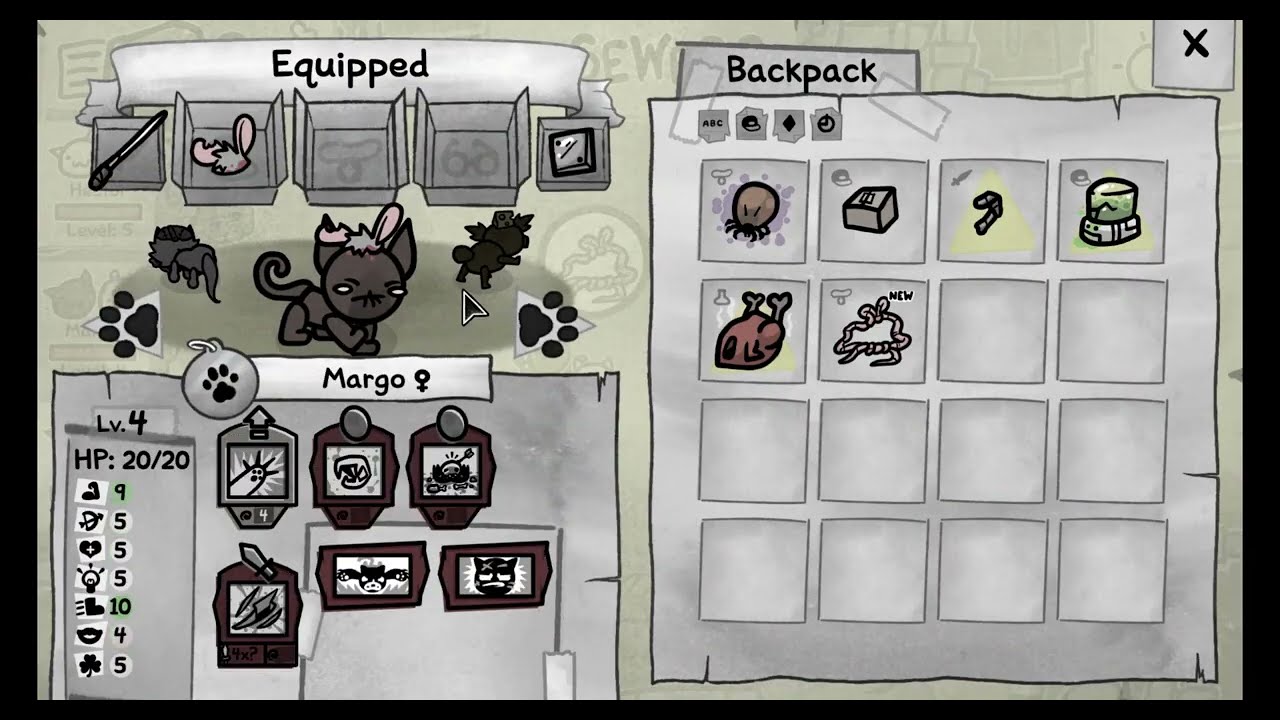 Mewgenics modded classes 3 - sewers to flushmaster (Revenant Paladin Gunslinger)