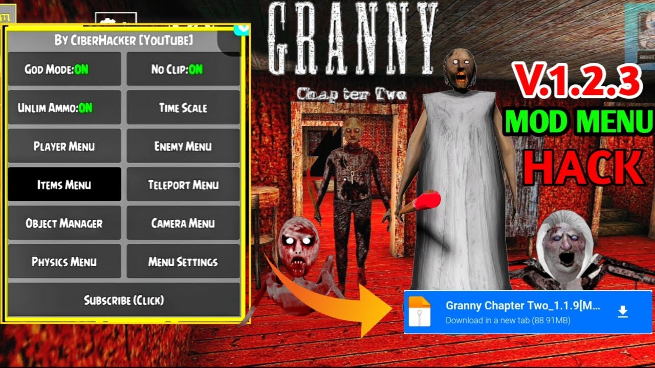 GRANNY CHAPTER TWO MOD MENU 😱 | V.1.2.3 MOD MENU HACK #granny #modmenu #hack #viralvideo 