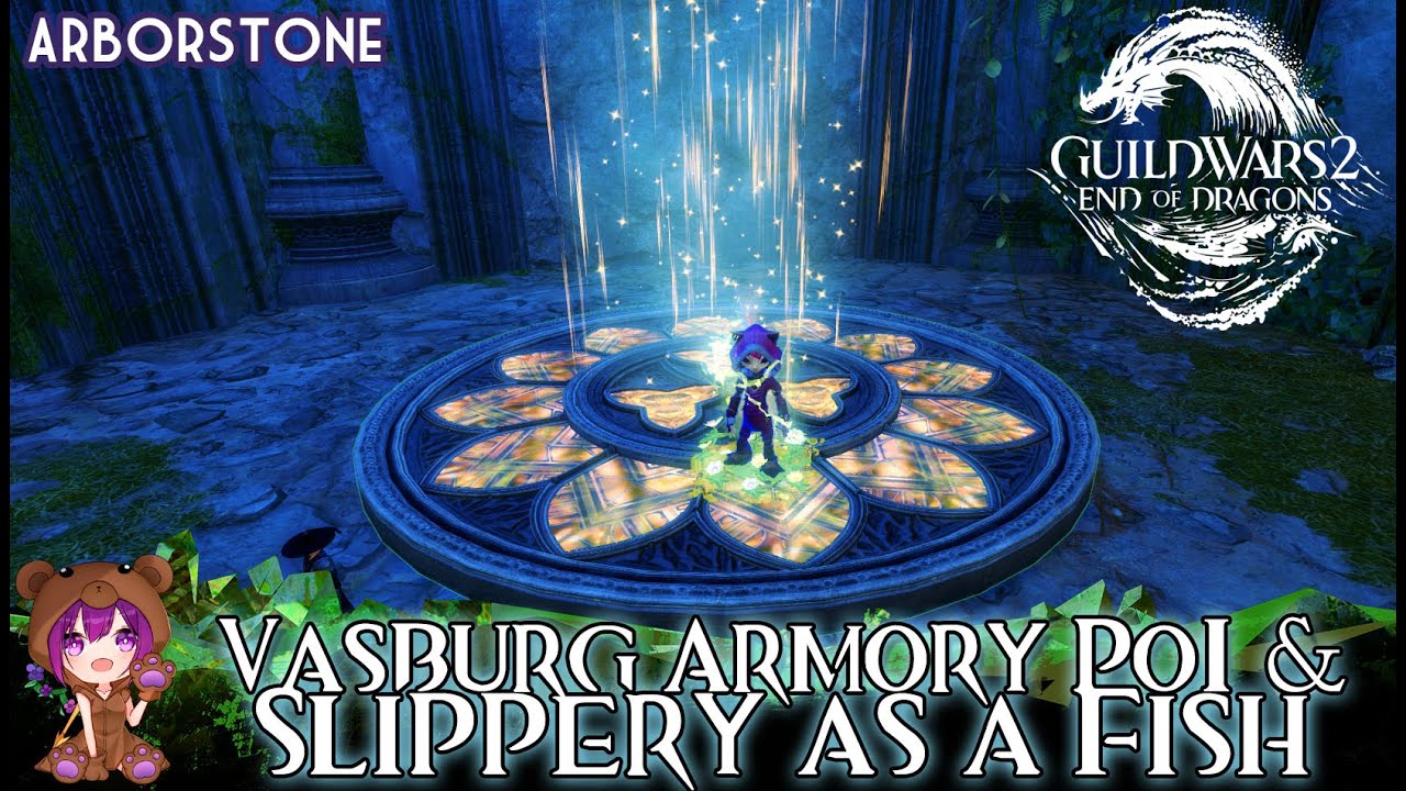 GW2 Vasburg Armory PoI Mini-Dungeon & Slippery as a Fish achievement (Echovald Wilds)