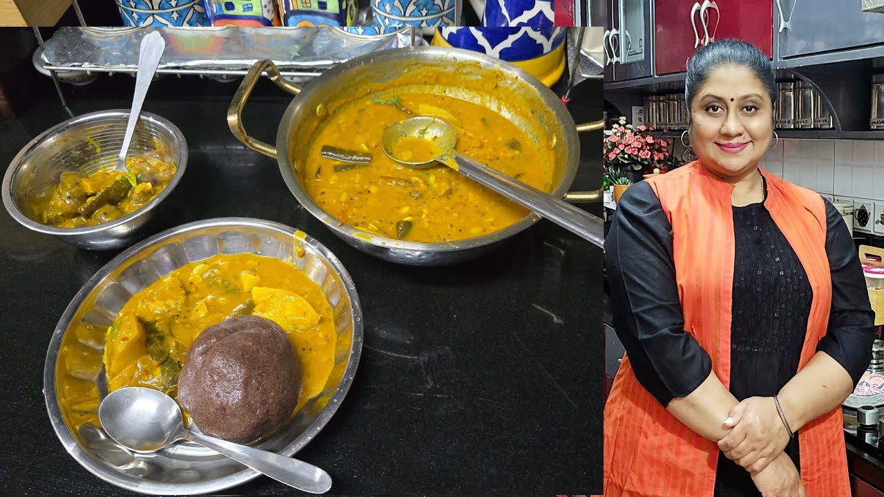 Karnataka style Averebele saaru with ragi kali||