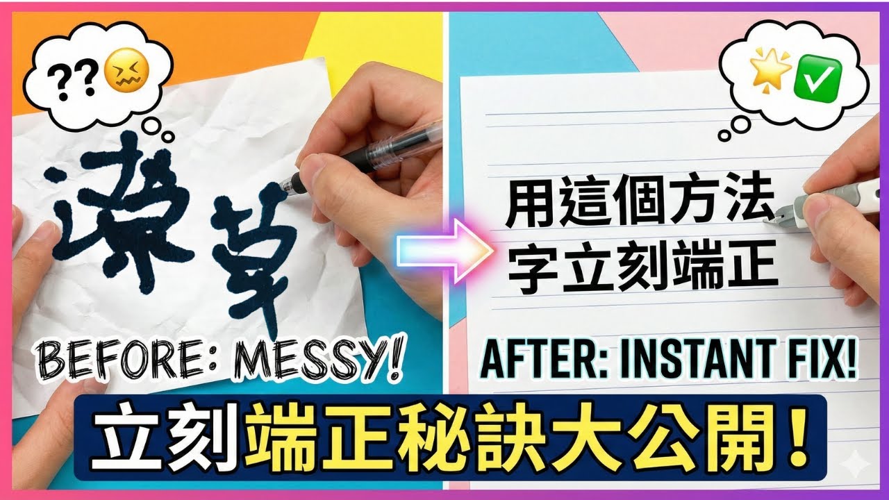 68-媽呀！怎麼寫字就是歪，一招教你搞定，變出端正美字-撇高點低、撇高豎低、撇高鉤低-寫字方法-練字祕招