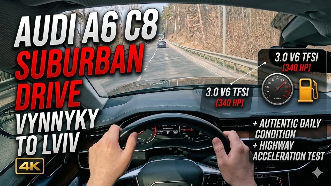 2019 Audi A6 (C8) 55 TFSI 3.0 V6 Quattro | POV Drive Vynnyky to Lviv, Ukraine 4K