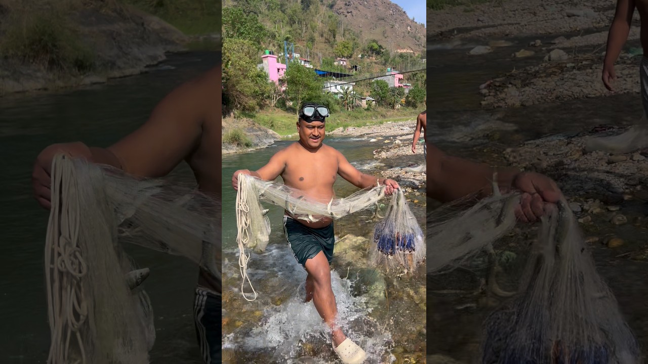 Удивительная рыбалка с использованием закидной сети! Рыбалка в Непале.