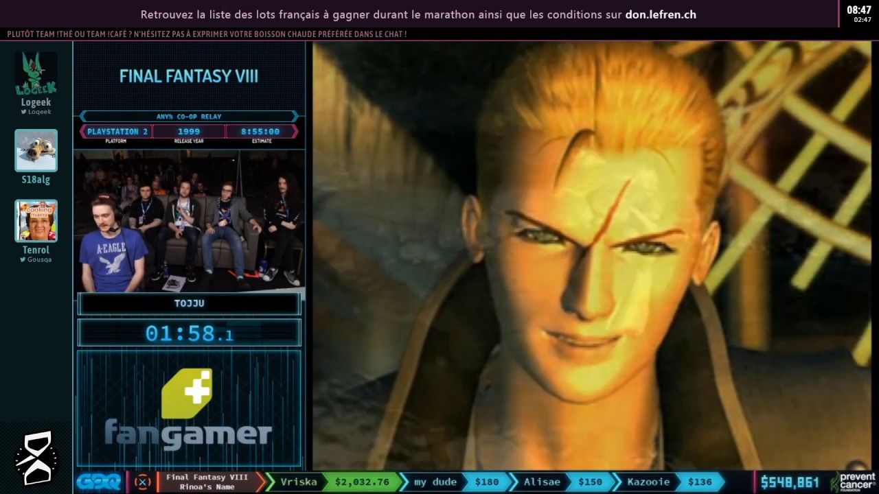 Final Fantasy VIII en 9:10:18 (Any% Co-op Relay) [AGDQ2020]