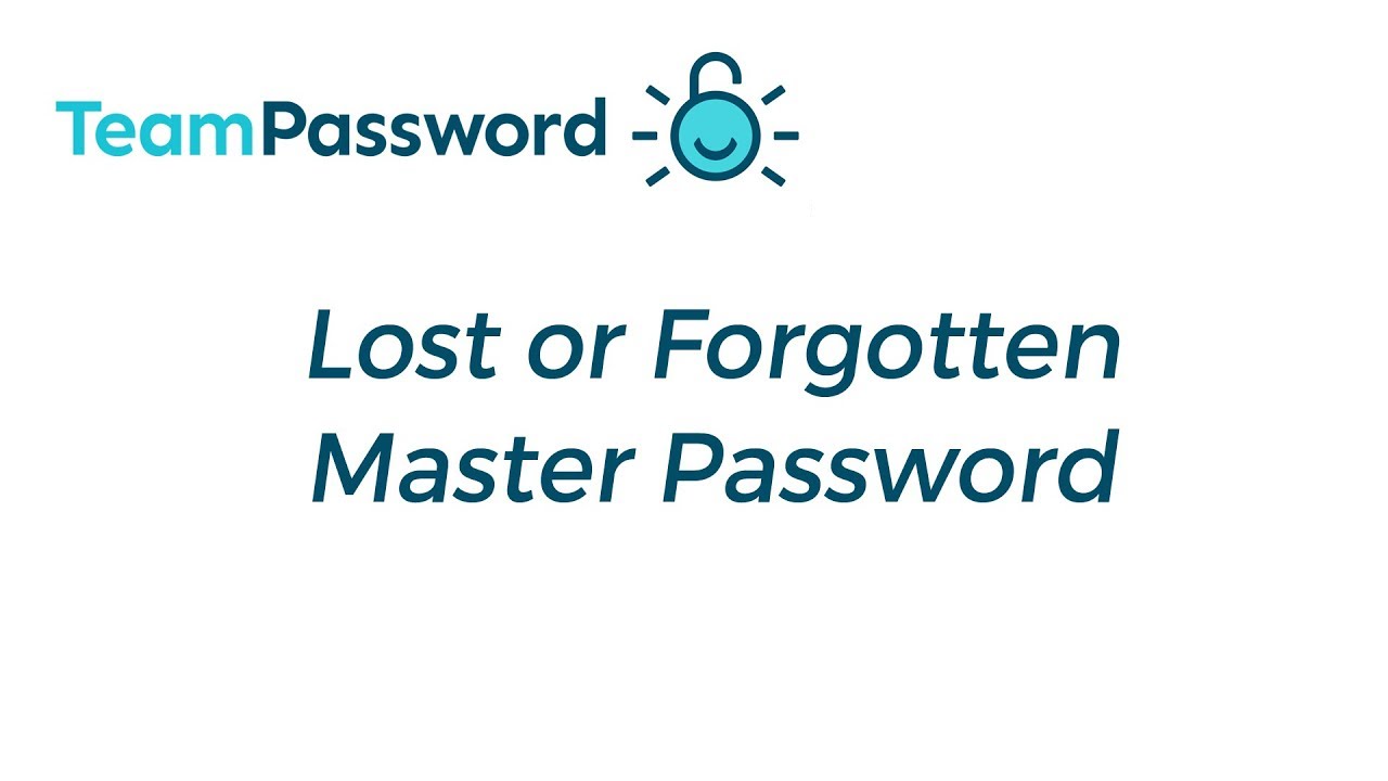 TeamPassword: Lost or Forgotten Master Password