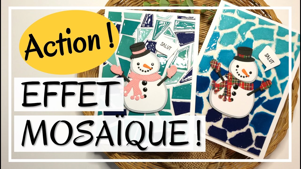 CARTE de Noël ACTION ! EFFET CÉRAMIQUE !! À ESSAYER ! Tuto Carterie Scrapbooking DIY