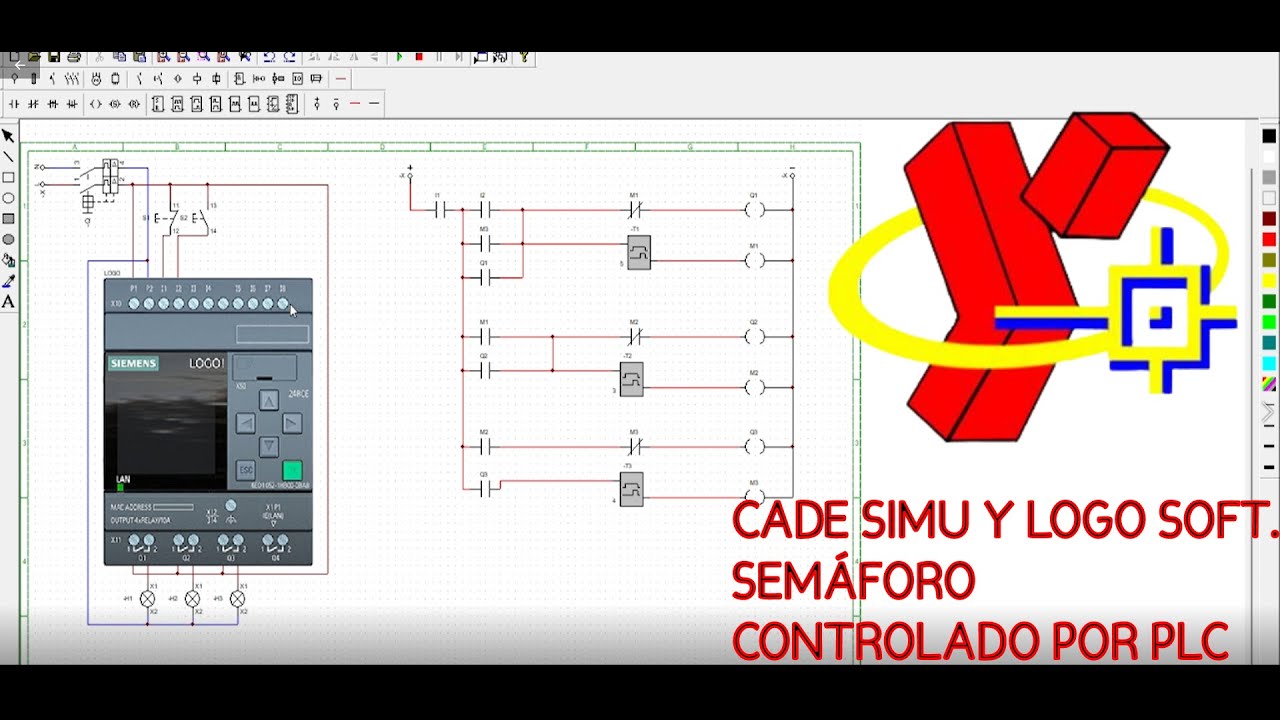Cade simu y Logo Soft comfort. Esquema electrico de semáforo por PLC