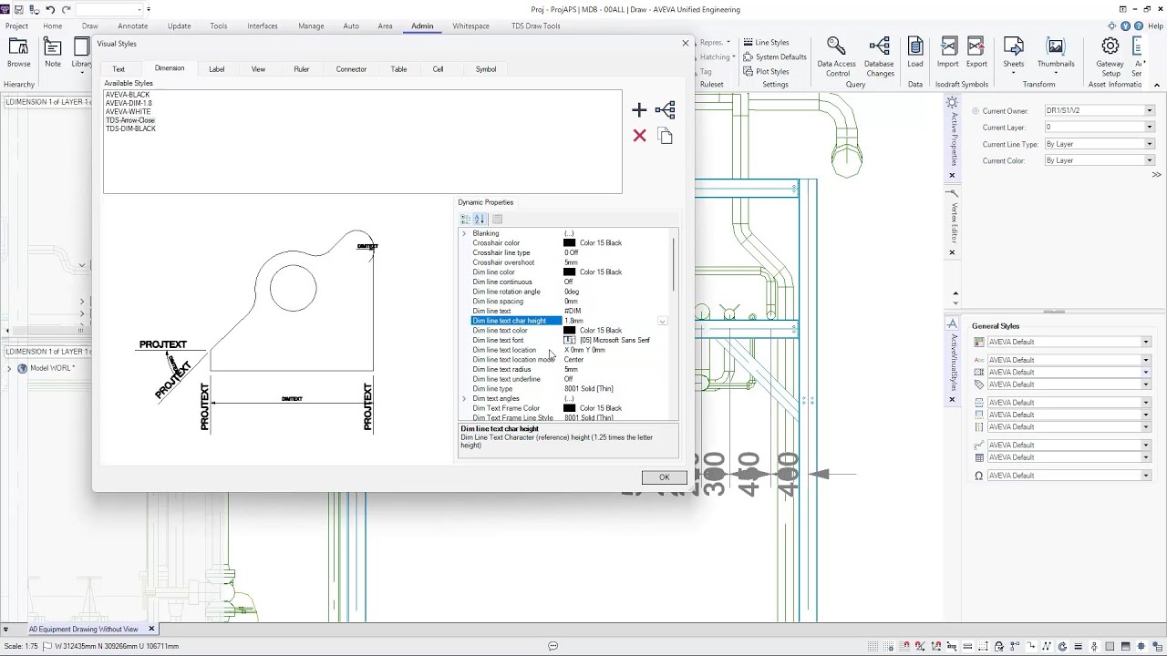 Аннотация Unified Engineering 3D (E3D 4.0) – Часть 3: Линейные размеры и управление визуальным ст...