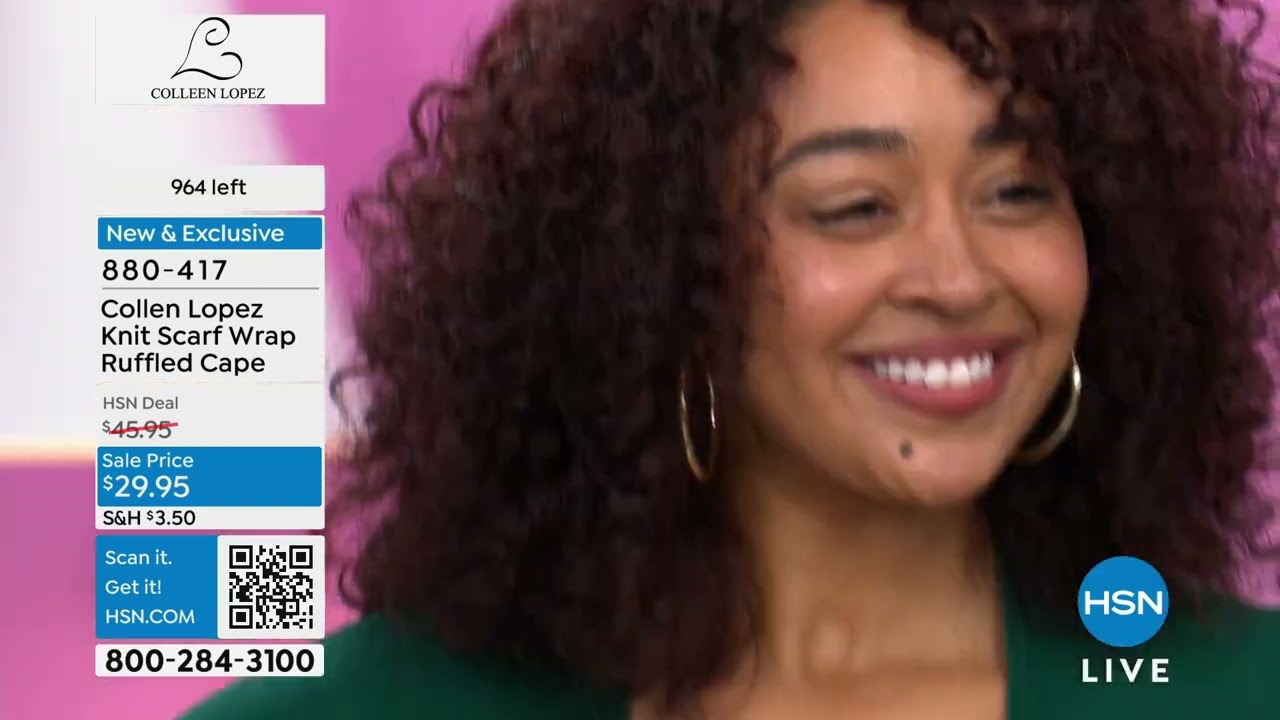 Collen Lopez Knit Scarf Wrap Ruffled Cape