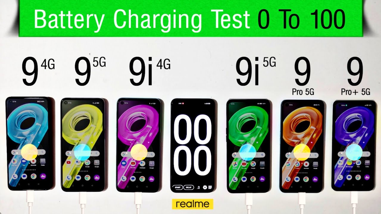 realme 9 4g vs 9 5g vs realme 9i 4g vs 9i 5g vs realme 9 pro vs 9 pro+ Charging Test 0 to 100