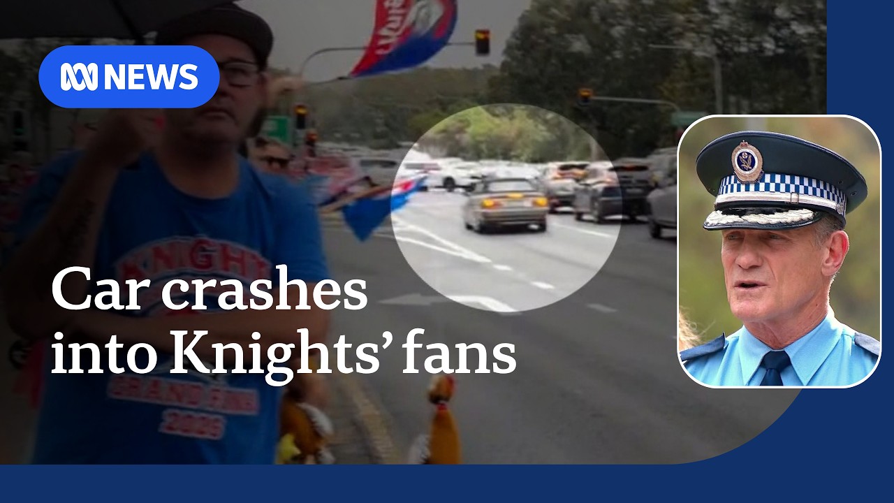 P-plater in custody after car crashes into Newcastle Knights&rsquo; fans | ABC NEWS