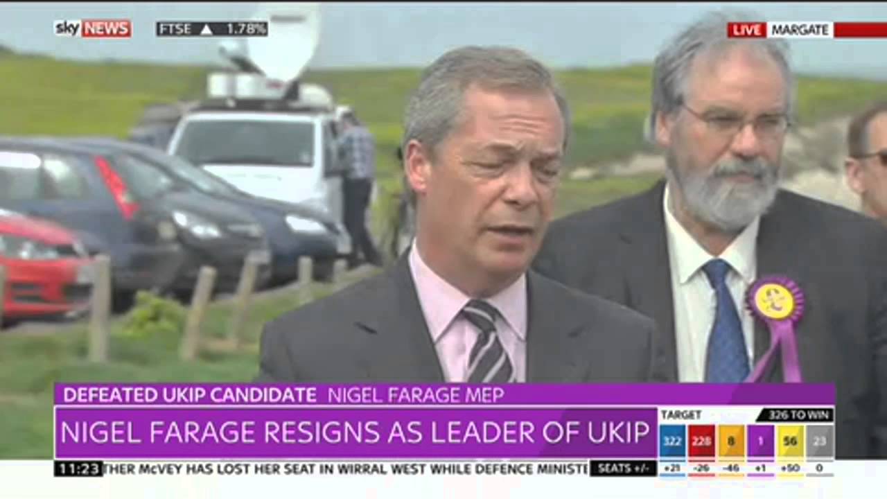 Nigel Farage Resigns As Leader Of UKIP