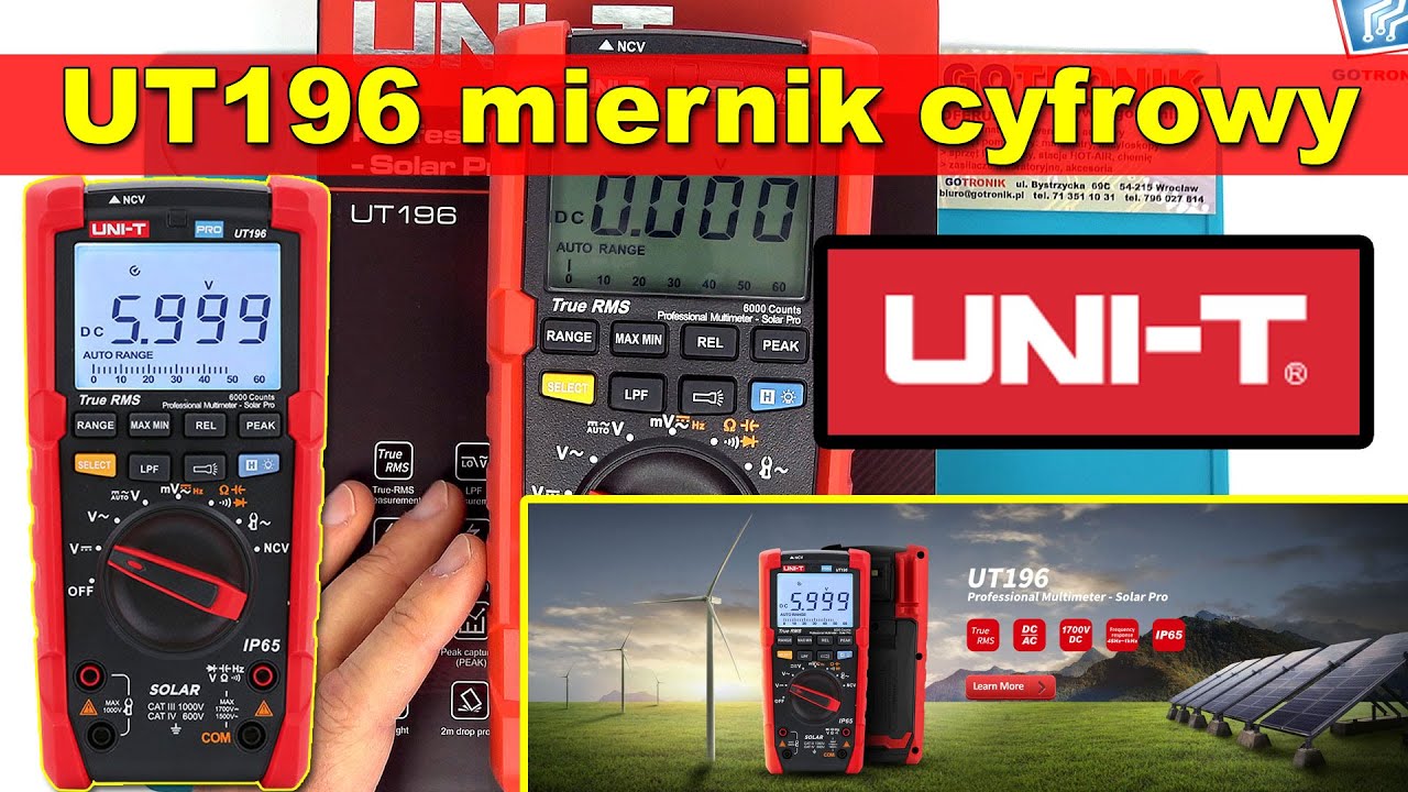 UT196 profesjonalny miernik 1700Vdc 1500Vac TrueRms do instalacji fotowoltaicznych Uni-t