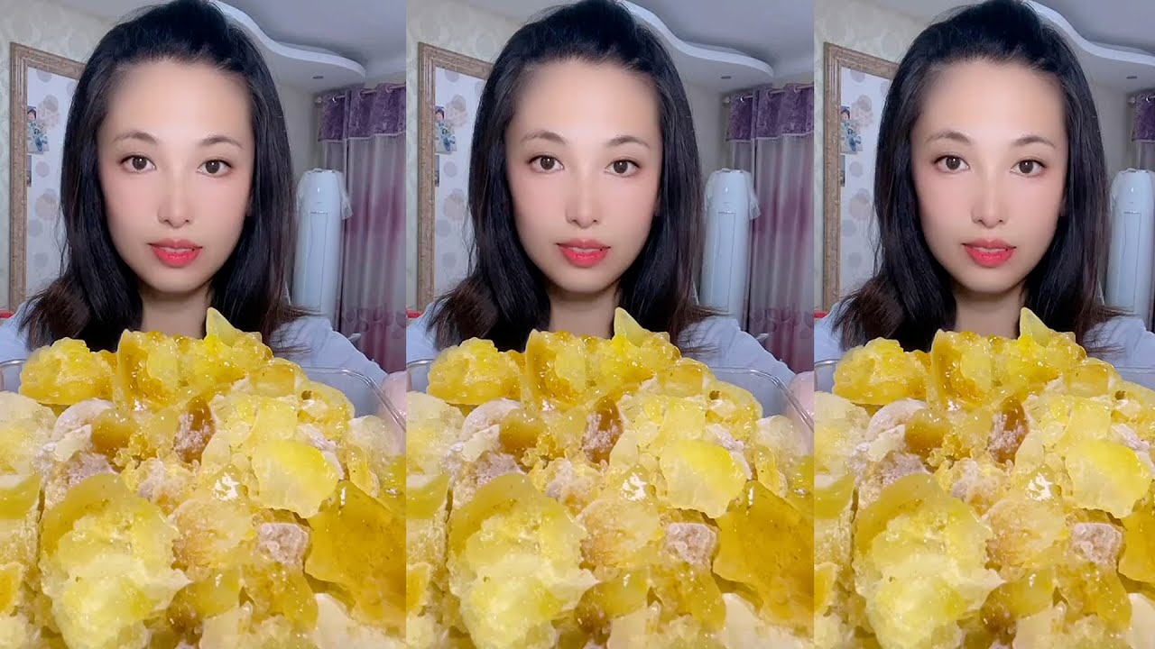 ASMR ICE EATING WHITH MATCHA + MILK POWDER + PASSION FRUIT #eatingice #mukbangiceeating