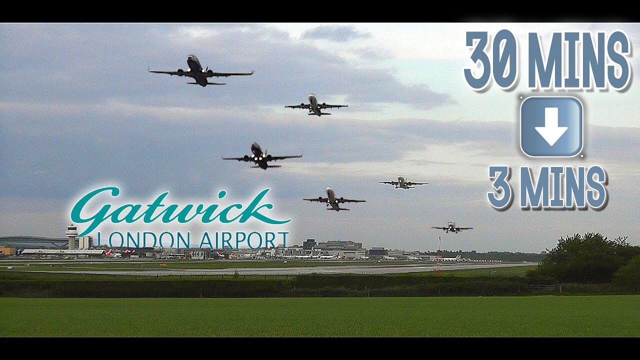 Half an Hour at a Busy Single Runway Airport in 3 Minutes (Gatwick Airport Timelapse)