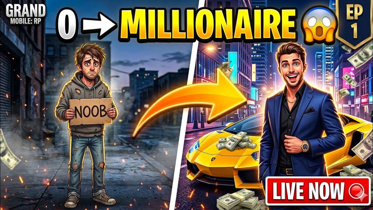 new tranding game (Grand mobile Rp open world) “0 se millionaire banunga 🔥 | First Live”