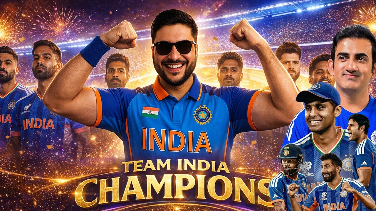 Congratulations India win the T20 World Cup 2026 Trophy, Champions era Sanjo, Ishan, Abishek & Dube