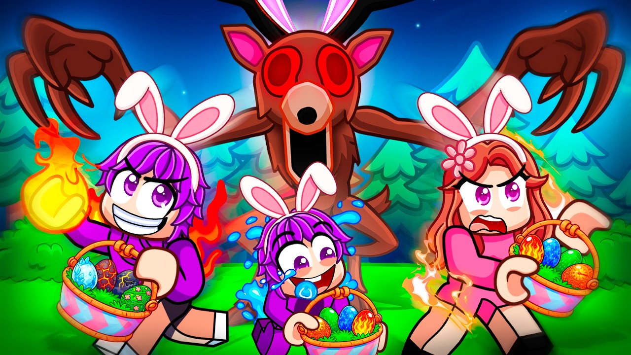 Dash играет в новое пасхальное обновление в игре 99 Nights in The Forest...