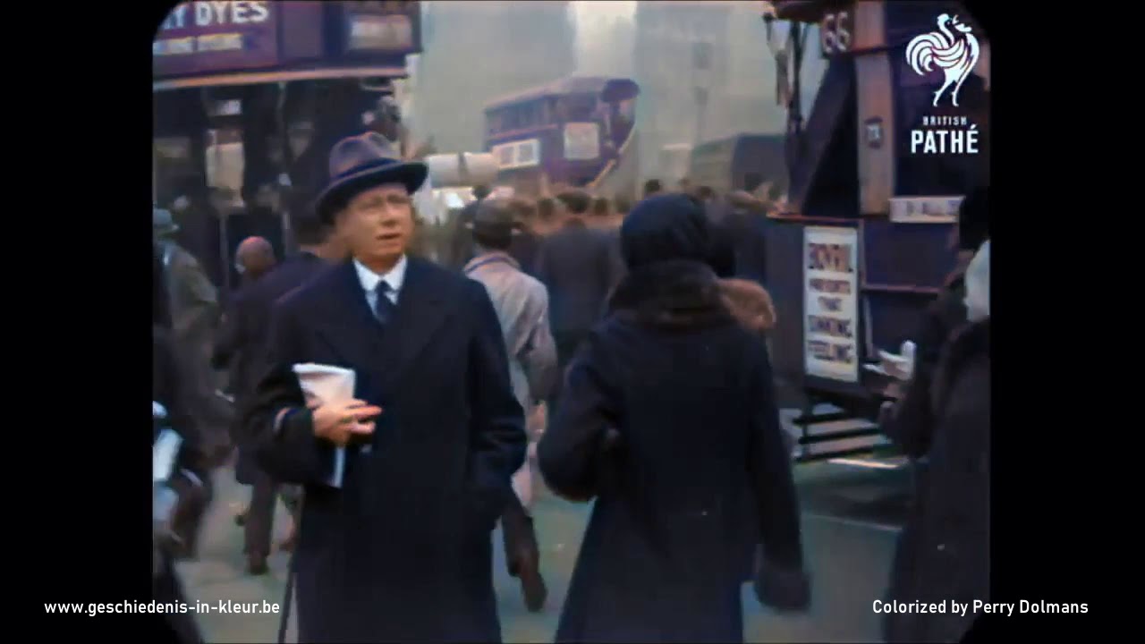 London traffic in 1930 - Ingekleurd / Colorized