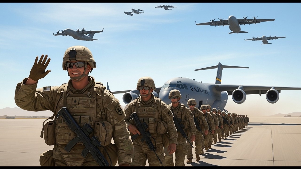 Massive Military Movement Fully Armed US Troops Head to Deployment