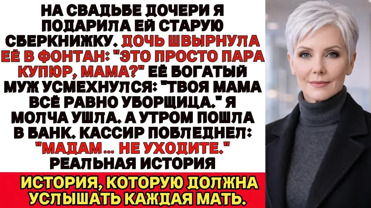 ＂Эта Сберкнижка — Мусор!＂ — Дочь Швырнула Мой Подарок в Фонтан на Своей Свадьбе… Но Я...