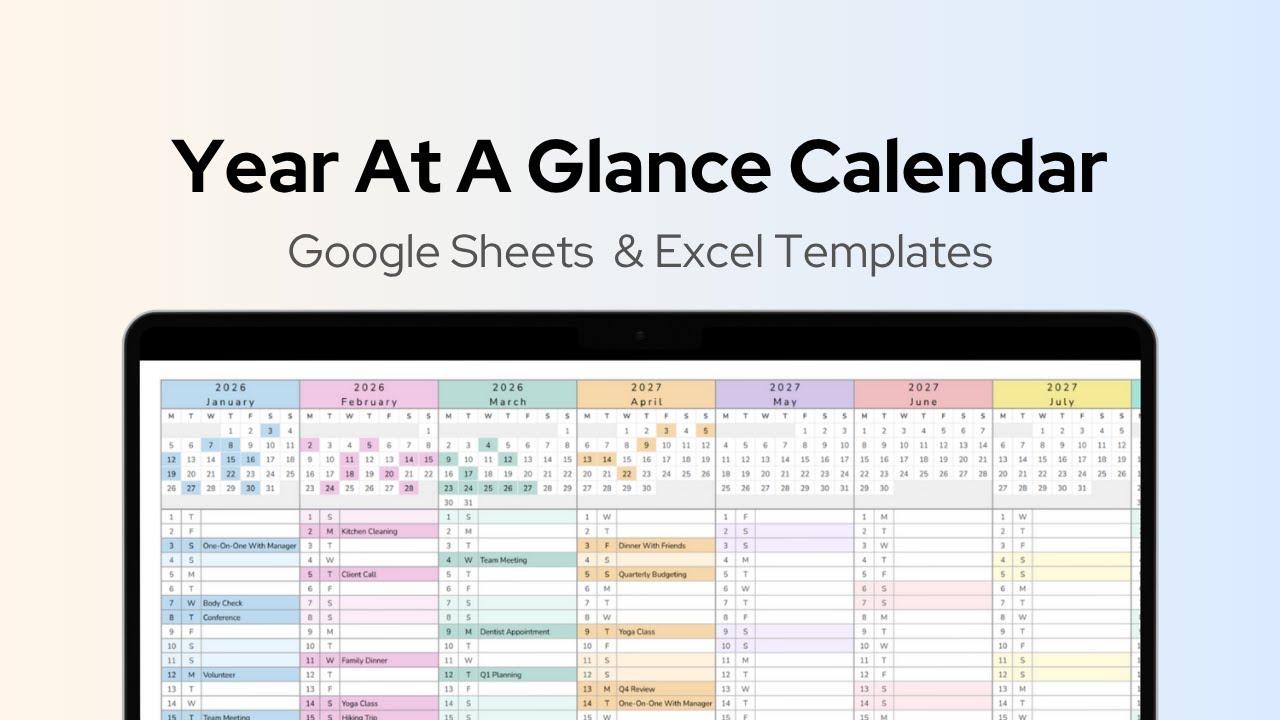 Year At A Glance Calendar Template How To Use Video Tutorial