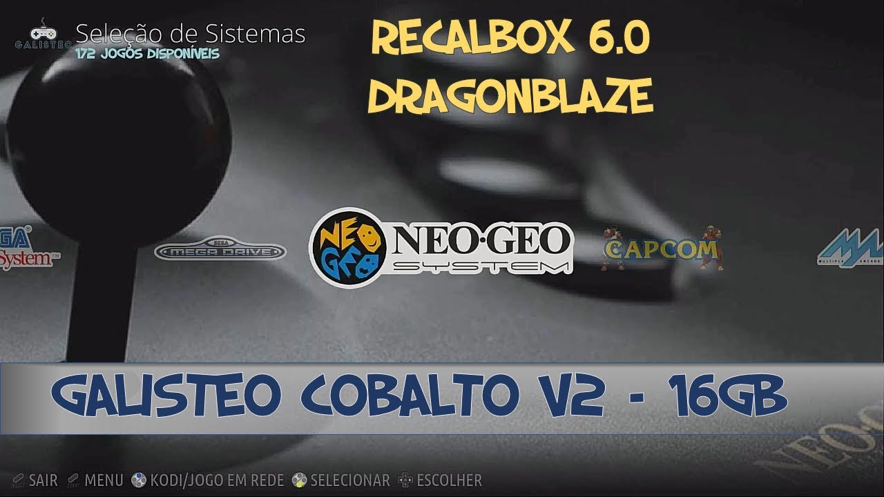 Galisteo Cobalto v2 16GB - 41 sistemas - 6.563 jogos - Rasp Pi3 B/B+ Recalbox 6.0 