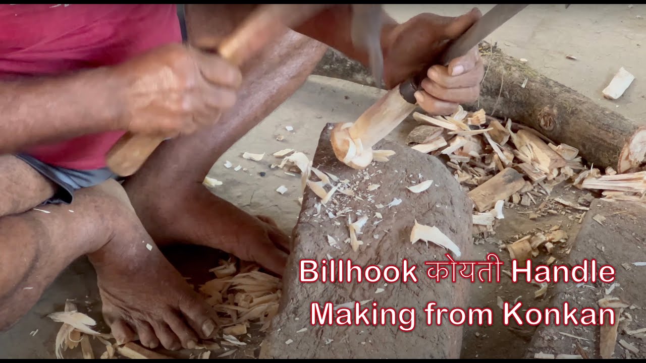 Billhook कोयती Handle Making by skilled Konkani blacksmith ASMR