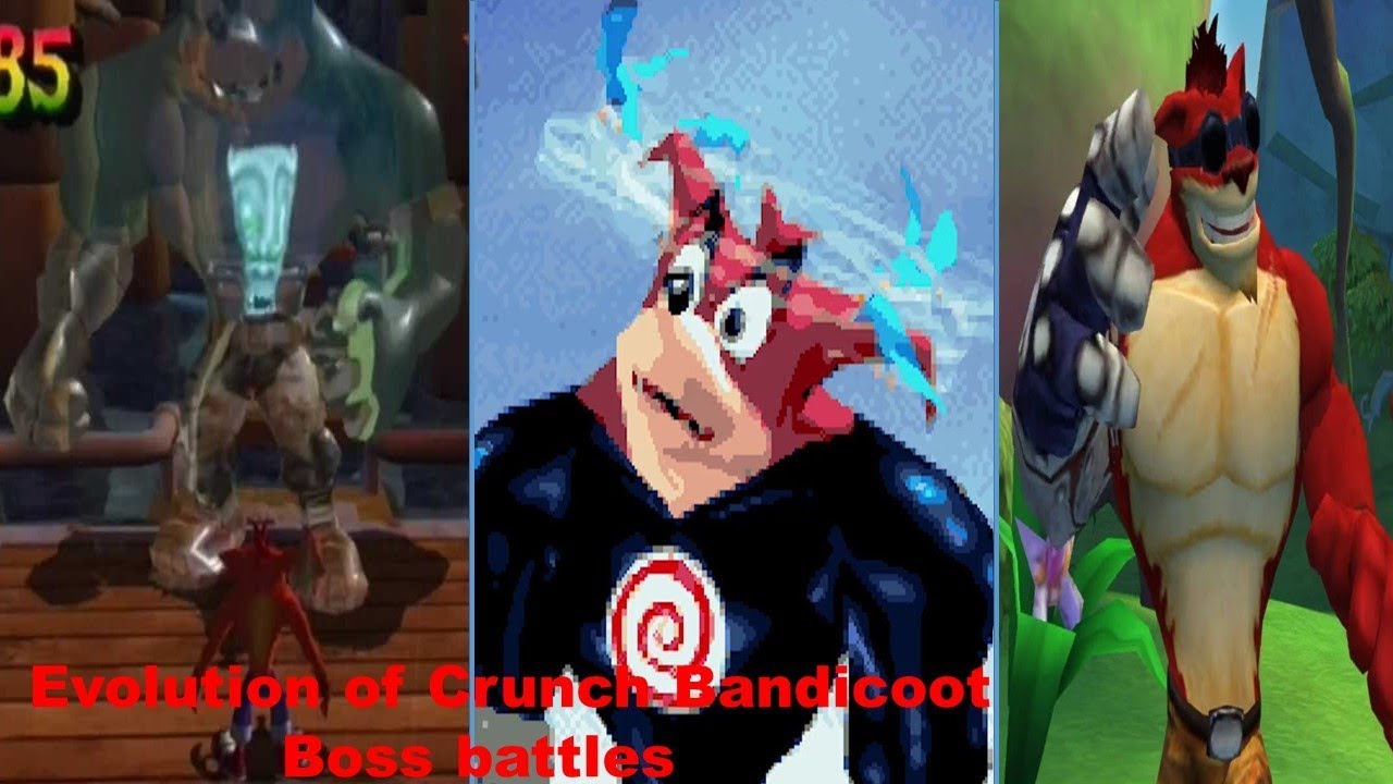 Evolution of Crunch Bandicoot Boss battles (2001 - 2008) (GB , PS2 , WII , XBOX360)