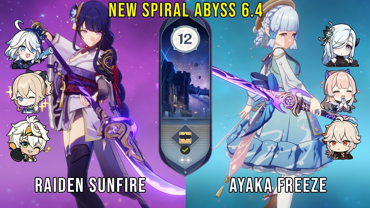 NEW Genshin Impact Abyss 6.4 | C0 Raiden Sunfire and C0 Ayaka Freeze | Floor 12 9 Stars