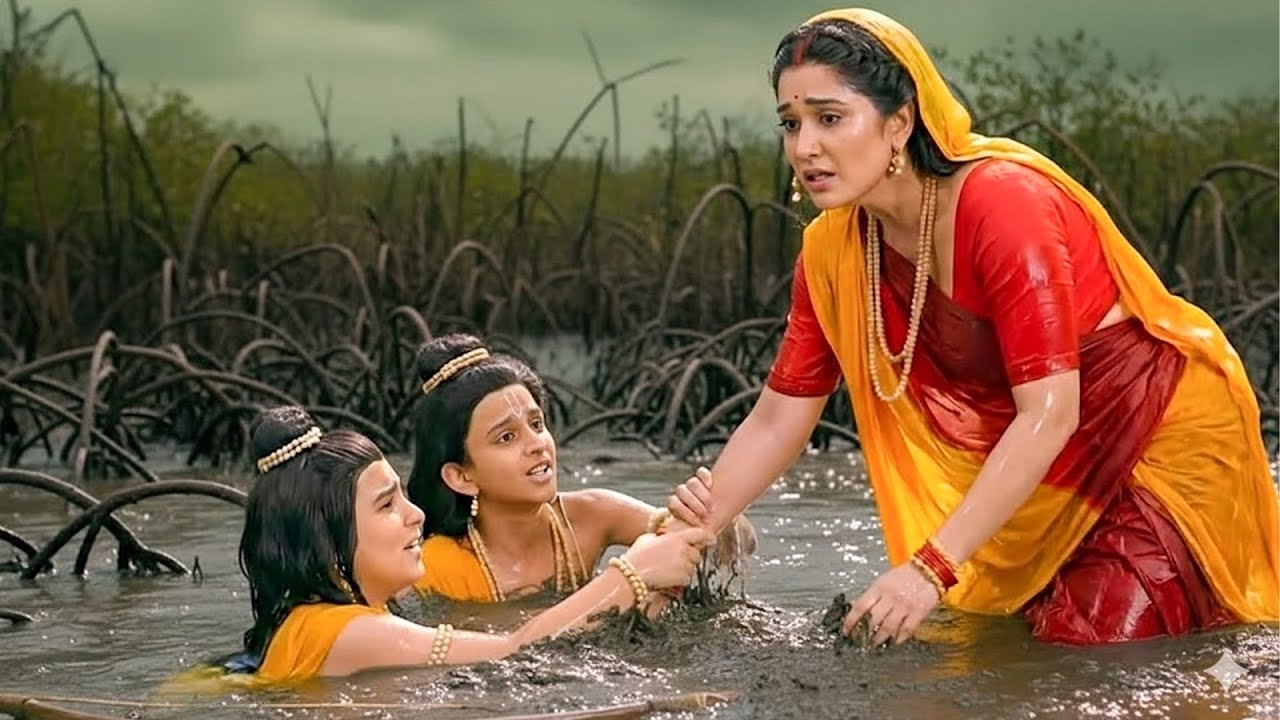सीता माता ने अपनी जान पर खेलकर लव-कुश को डूबने से बचाया | Shrimad Ramayan | #ramayan #ram