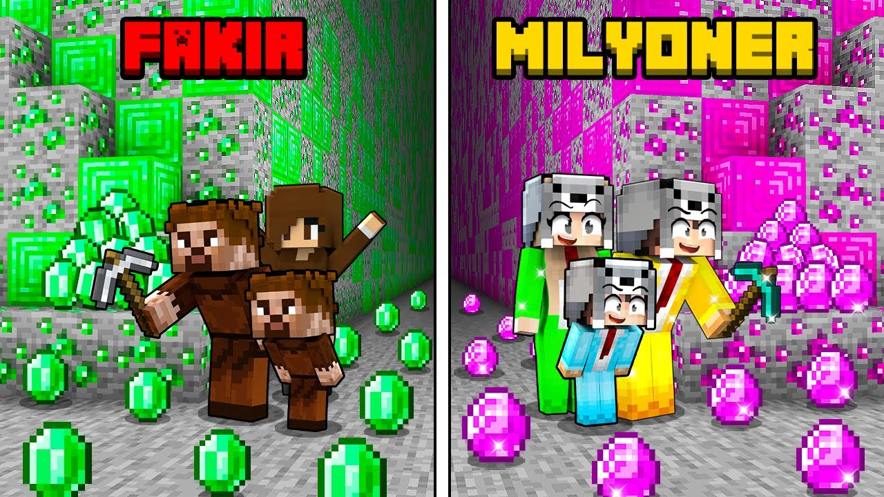 FAKİR AİLE ZÜMRÜT MADEN VS MİLYARDER AİLE ELMAS MADEN - Minecraft