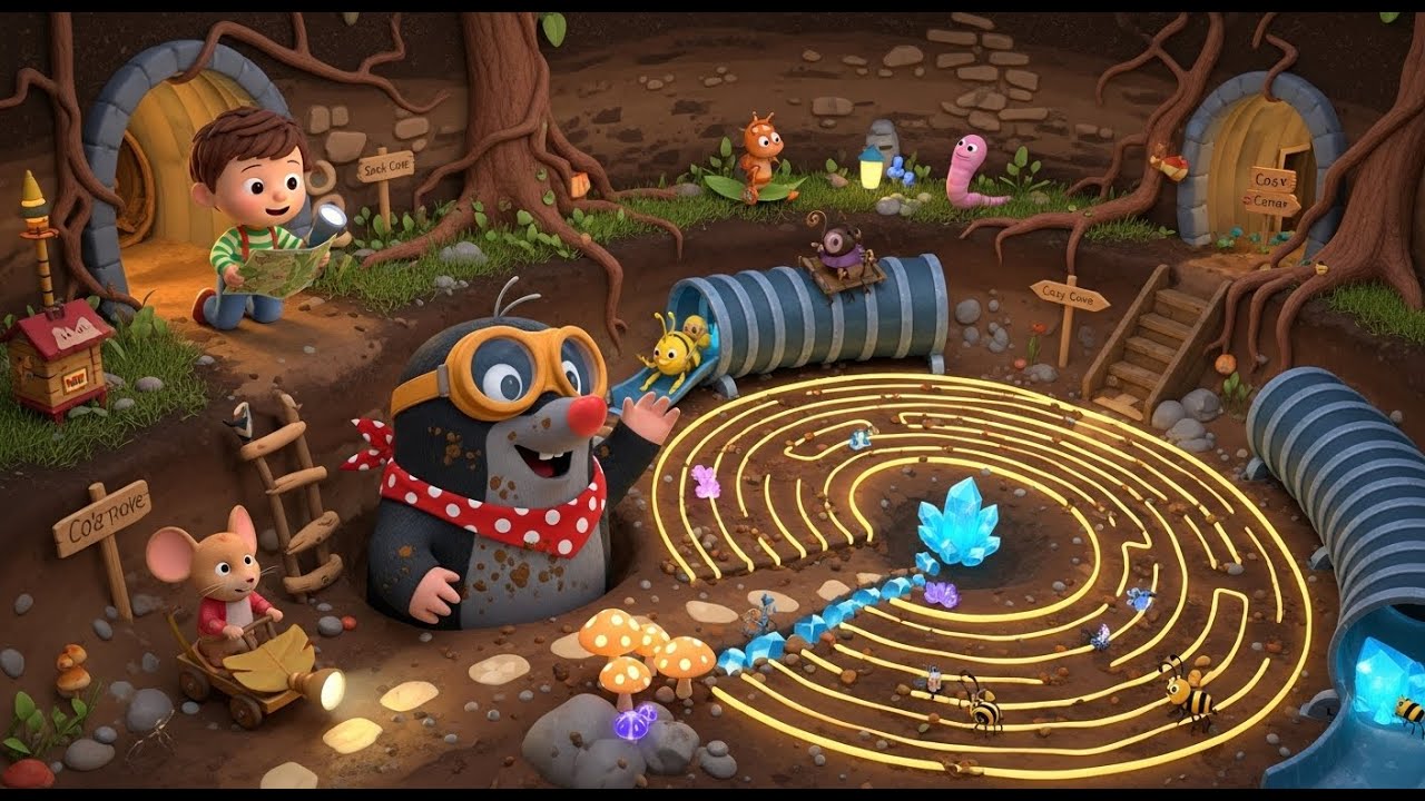 Maggie the Mole Digs a Maze | Fun Underground Rhymes for Kids