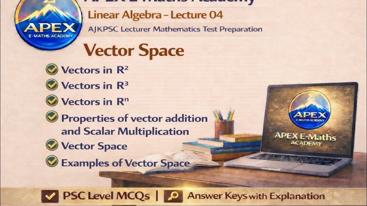 29: AJKPSC| Linear Algebra Lecture 04 | Vector Addition and scalar Multiplication, Vector Space