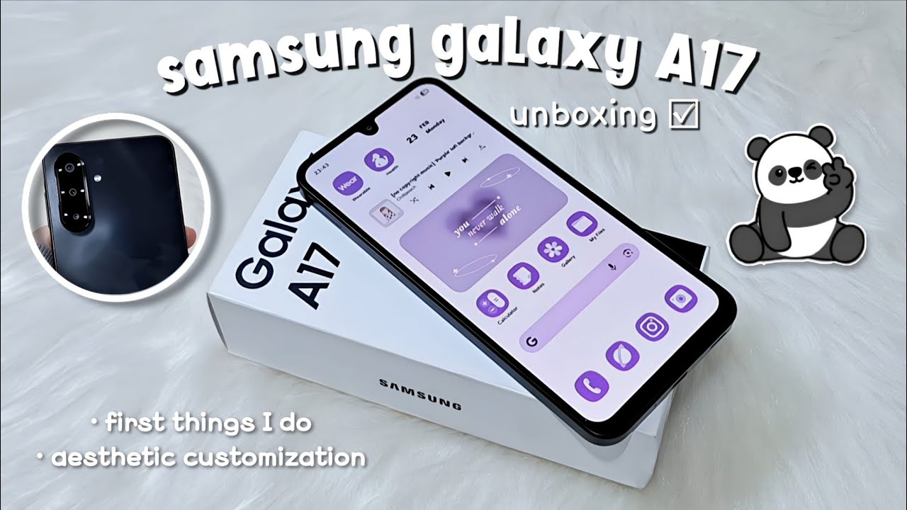 samsung galaxy A17 aesthetic unboxing 🤍 black ✨ accessories & set up + camera