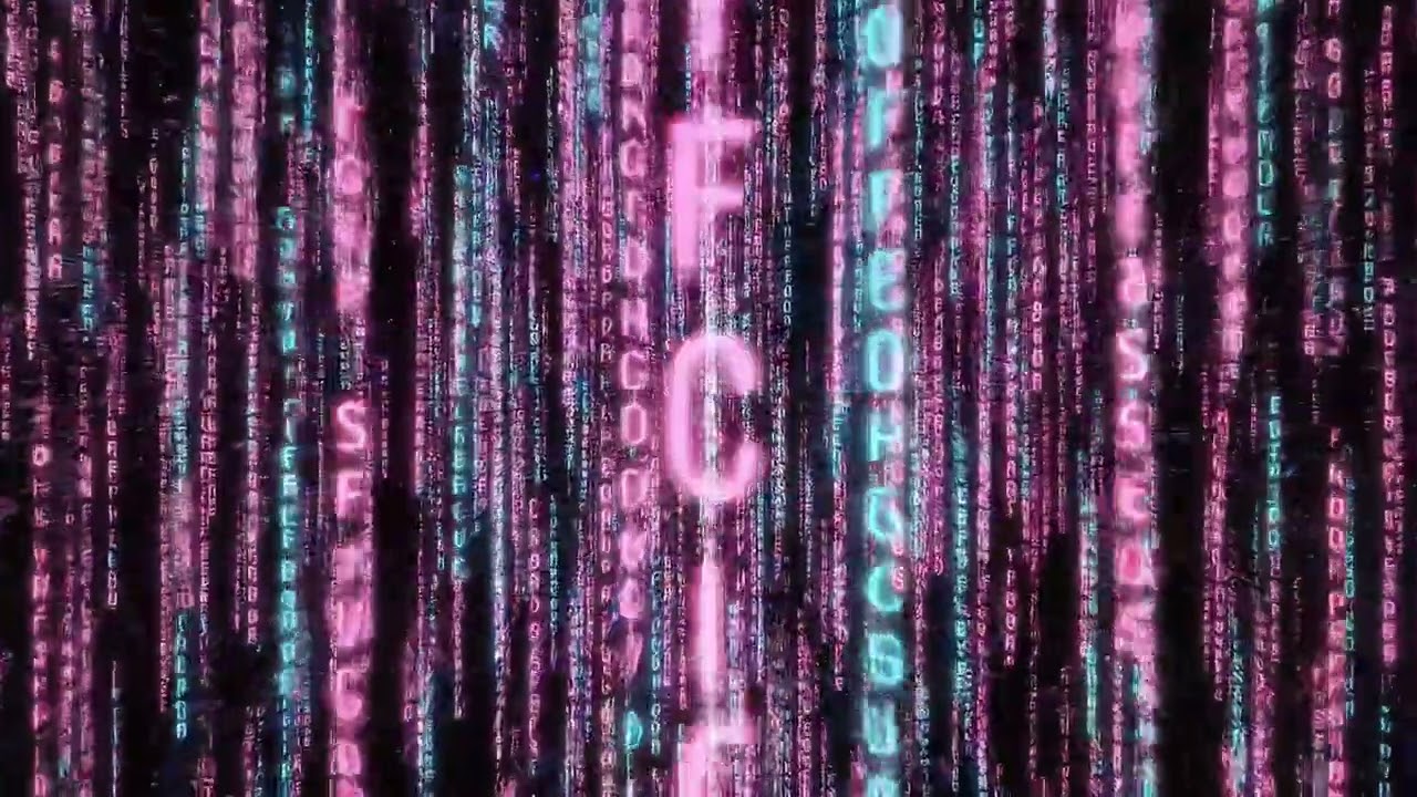 Digital rain with dark ambient music 